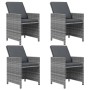 Set comedor jardín 9 pzas y cojines ratán sintético gris
