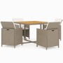 Set comedor de jardín 5 pzas con cojines ratán sintético beige