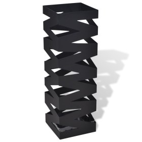 Paragüero cuadrado soporte para bastones de acero negro 48,5 cm