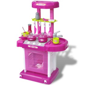 Cocinita de juguete para niños con efectos de luz y sonido rosa