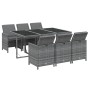 Set comedor jardín 7 pzas y cojines ratán sintético gris