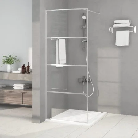 Silver transparent ESG glass shower screen 80x195 cm by , Shower walls and screens - Ref: Foro24-152135, Price: 133,80 €, Dis...