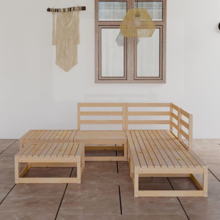 Juego de muebles de jardín 6 piezas madera maciza de pino de , Conjuntos de jardín - Ref: Foro24-3075499, Precio: 320,40 €
