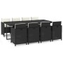 Set de comedor de jardín 9 pzas y cojines ratán sintético negro