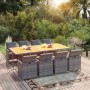 Set comedor jardín 9 pzas y cojines ratán sintético gris