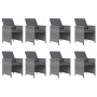 Set comedor jardín 9 pzas y cojines ratán sintético gris
