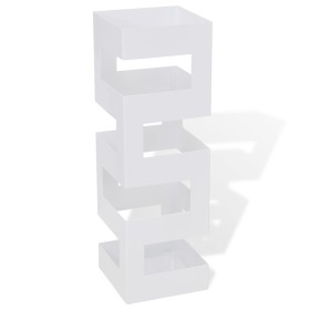 Paragüero cuadrado soporte de bastones acero blanco 48,5 cm