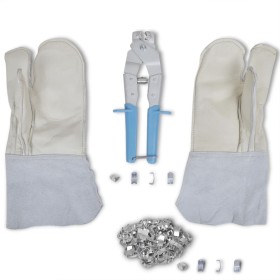 Set para alambre concertina con aplicador de clips, guantes
