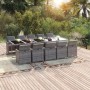 Set comedor jardín 11 pzas con cojines ratán sintético gris