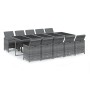 Set comedor jardín 11 pzas con cojines ratán sintético gris