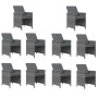 Set de comedor de jardín 11 pzas y cojines ratán sintético gris