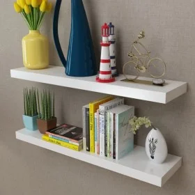 2pcs White MDF Floating Wall Shelves for Books/DVD by vidaXL, Shelves and shelves - Ref: Foro24-242184, Price: 44,93 €, Disco...