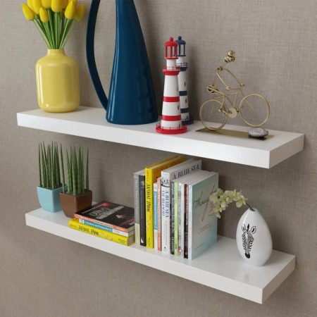 2 Stück weiße MDF-Wandregale für Bücher/DVDs von vidaXL, Regale und Regale - Ref: Foro24-242184, Preis: 45,88 €, Rabatt: %