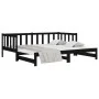 Sofá cama extraíble madera maciza de pino negro 2x(90x190) cm de , Camas y somieres - Ref: Foro24-814668, Precio: 176,76 €, D...