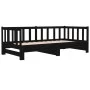 Sofá cama extraíble madera maciza de pino negro 2x(90x190) cm de , Camas y somieres - Ref: Foro24-814668, Precio: 176,76 €, D...