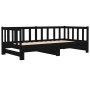 Sofá cama extraíble madera maciza de pino negro 2x(90x190) cm de , Camas y somieres - Ref: Foro24-814668, Precio: 179,08 €, D...