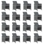 Set de comedor jardín 17 pzas con cojines ratán sintético gris
