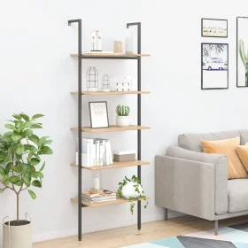 Inclined shelving 5 shelves light brown black 64x35x185 cm by , Bookcases and shelves - Ref: Foro24-336385, Price: 115,07 €, ...