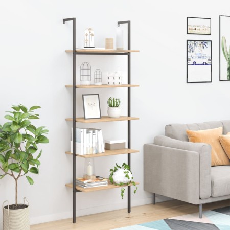 Schrägregal 5 Böden hellbraun schwarz 64x35x185 cm von , Bücherregale und Regale - Ref: Foro24-336385, Preis: 117,88 €, Rabat...