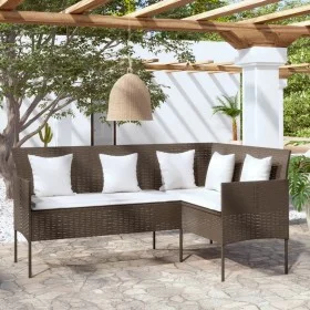 L-förmiges Sofa mit braunen synthetischen Rattankissen von , Outdoor-Sofas - Ref: Foro24-318583, Preis: 192,61 €, Rabatt: %