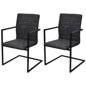Cantilever dining chairs 2 units black synthetic leather by vidaXL, dining chairs - Ref: Foro24-242285, Price: 212,77 €, Disc...