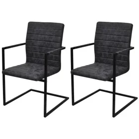 Freischwinger-Esszimmerstühle, 2 Einheiten, schwarzes Kunstleder von vidaXL, Essstühle - Ref: Foro24-242285, Preis: 199,19 €,...