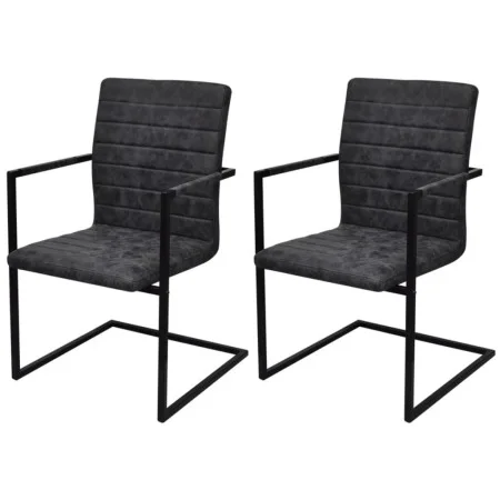 Cantilever dining chairs 2 units black synthetic leather by vidaXL, dining chairs - Ref: Foro24-242285, Price: 199,19 €, Disc...