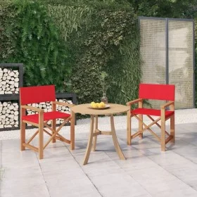 Director chairs 2 pcs solid teak wood red by , Garden chairs - Ref: Foro24-3143632, Price: 232,83 €, Discount: %