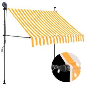 Toldo manual retráctil con LED blanco y naranja 100 cm Toldo manual retráctil con LED blanco y naranja 100 cm