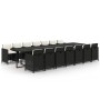 Set comedor jardín 15 pzas y cojines ratán sintético negro