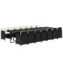 Set comedor jardín 15 pzas y cojines ratán sintético negro