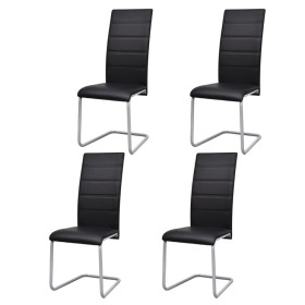 Cantilever dining chairs 4 units black synthetic leather by vidaXL, dining chairs - Ref: Foro24-242290, Price: 231,49 €, Disc...