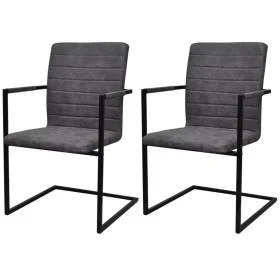 Freischwinger Esszimmerstühle 2 Einheiten Kunstleder grau von vidaXL, Essstühle - Ref: Foro24-242286, Preis: 180,14 €, Rabatt: %