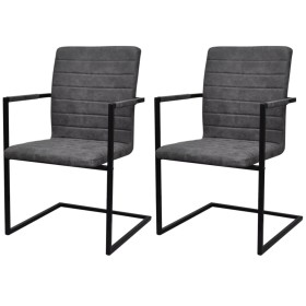 Freischwinger Esszimmerstühle 2 Einheiten Kunstleder grau von vidaXL, Essstühle - Ref: Foro24-242286, Preis: 181,72 €, Rabatt: %
