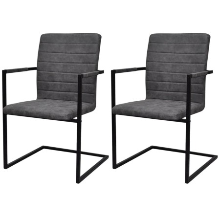 Sillas voladizas de comedor 2 unidades cuero sintético gris de vidaXL, Sillas de comedor - Ref: Foro24-242286, Precio: 188,91...