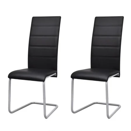 Sillas voladizas de comedor 2 unidades cuero sintético negro de vidaXL, Sillas de comedor - Ref: Foro24-242289, Precio: 118,0...