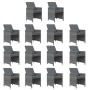Set comedor de jardín con cojines 15 pzas ratán sintético gris
