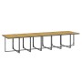 Set comedor de jardín con cojines 15 pzas ratán sintético gris