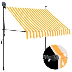 Toldo manual retráctil con LED blanco y naranja 150 cm Toldo manual retráctil con LED blanco y naranja 150 cm