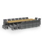 Set de comedor jardín 19 pzas con cojines ratán sintético gris