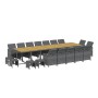 Set de comedor jardín 19 pzas con cojines ratán sintético gris