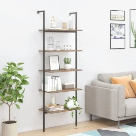 Schrägregal 5 Böden dunkelbraun schwarz 64x35x185 cm von , Bücherregale und Regale - Ref: Foro24-336386, Preis: 120,71 €, Rab...