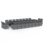Set de comedor jardín 21 pzas con cojines ratán sintético gris