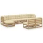 Garden furniture set 9 pcs honey brown pine wood cushions by , Garden sets - Ref: Foro24-3077137, Price: 868,54 €, Discount: %
