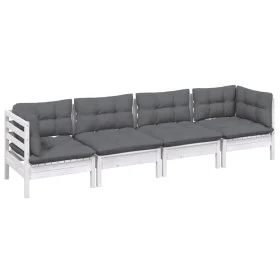 4-teiliges Gartenmöbel-Set mit Kissen aus massivem Kiefernholz von , Gartensets - Ref: Foro24-3096149, Preis: 341,15 €, Rabat...