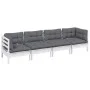 4-teiliges Gartenmöbel-Set mit Kissen aus massivem Kiefernholz von , Gartensets - Ref: Foro24-3096149, Preis: 341,15 €, Rabat...