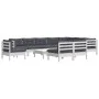 Garden furniture 11 pieces with white pine wood cushions by , Garden sets - Ref: Foro24-3096762, Price: 913,68 €, Discount: %