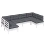 Garden furniture 6 pieces and white cushions solid pine wood by , Garden sets - Ref: Foro24-3097152, Price: 491,18 €, Discoun...