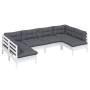 Gartenmöbel 6-teilig und weiße Kissen aus massivem Kiefernholz von , Gartensets - Ref: Foro24-3097152, Preis: 497,44 €, Rabat...