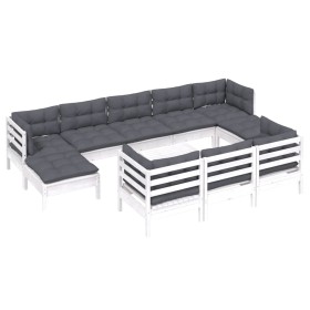 Gartenmöbel 11 Stück weiße Kissen aus massivem Kiefernholz von , Gartensets - Ref: Foro24-3097146, Preis: 941,20 €, Rabatt: %
